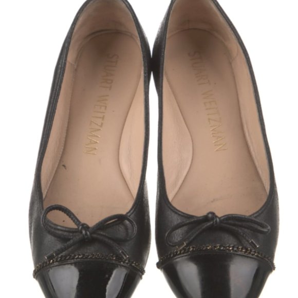 STUART WEITZMAN Leather Chain-Link Accents Ballet Flats - Picture 4 of 5